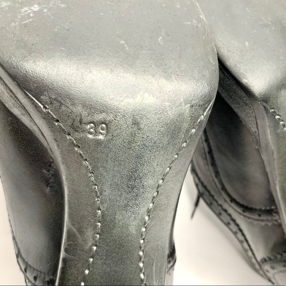 Women’s black leather vintage lace heels-39 - Picture 7 of 7